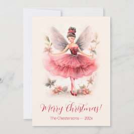 Pink Sugar Pum Fairy Vintage Weihnachtskarte Feiertagskarte
