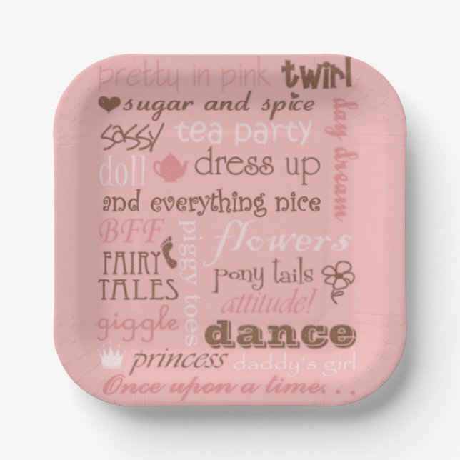 Pink Sugar und Spice Girl Babydusche Pappteller (Vorderseite)