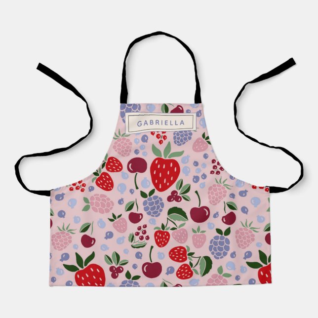 Pink Summer Frucht Berries Bridesmaid Personalisie Schürze (Vorderseite)
