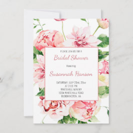 Pink Summer Garden Peones, Dahlias, Rose Bridal Karte