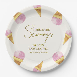 Pink Summer Scoop Ice Creme Frame Baby Dusche Pappteller