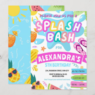 Pink Summer Splash Giro Splash Party Bash Water Pa Einladung