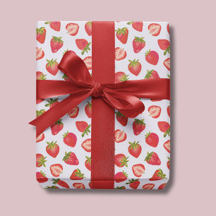 Pink Summer Strawberry Pattern Geschenkpapier
