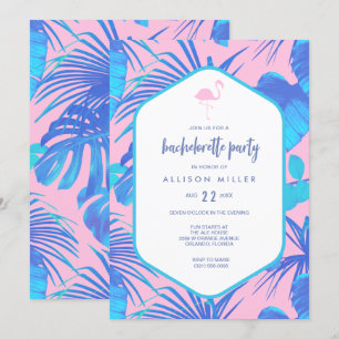 Pink Summer Tropical Flamingo Junggeselinnen-Absch Einladung