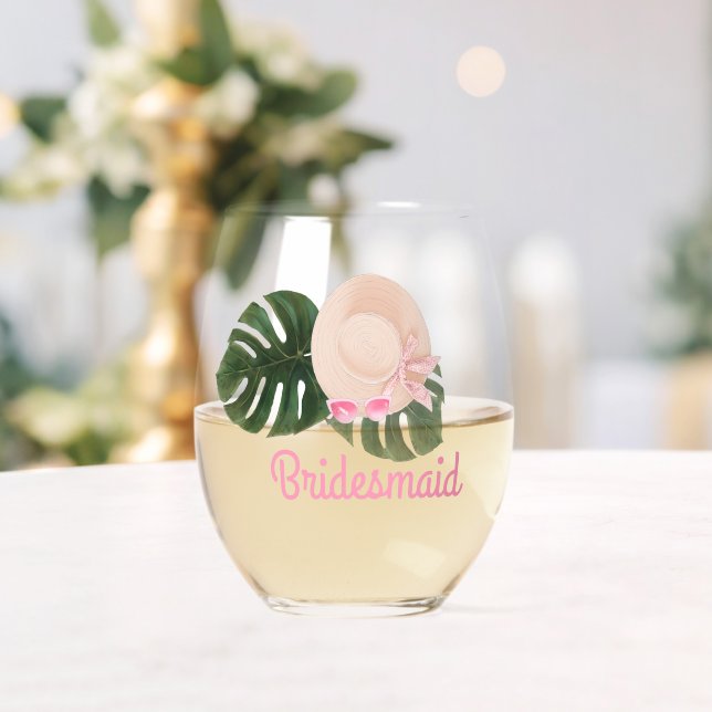 Pink Summertime Glam Bachelorette | Bridesmaid Weinglas Ohne Stiel (Insitu (Hochzeit))