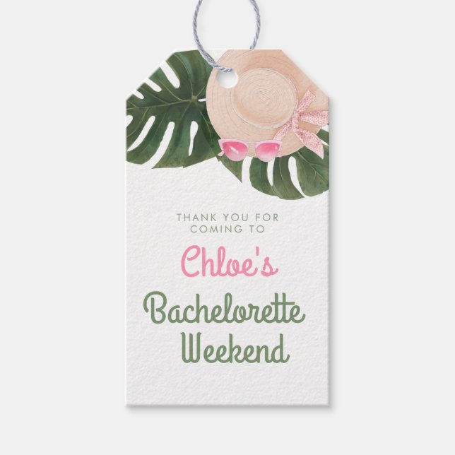Pink Summertime Glam | Bachelorette Vielen Dank Geschenkanhänger (Vorderseite)