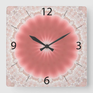 Pink Sun Wall Clock Quadratische Wanduhr