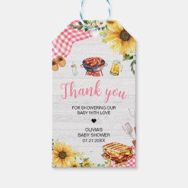 Pink Sunflower GRILLEN Baby Shower Fevor Tags Geschenkanhänger