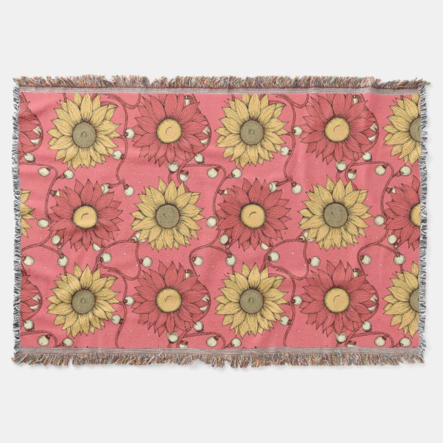Pink Sunflowers Christmas Decke (Vorderseite)