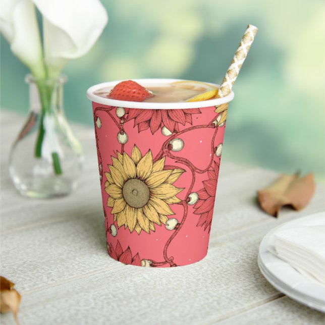 Pink Sunflowers Christmas Pappbecher (In Situ)