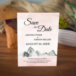 Pink Sunrise Mountain Wedding Save The Date