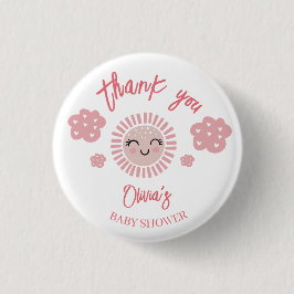 Pink Sunshine Girl Babydusche Danke für Ihr Gesche Button