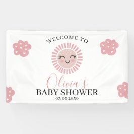 Pink Sunshine Girl Babydusche Willkommen Banner