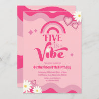 Pink Super Five est Vibe Anniversaire Invitation