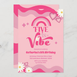 Pink Super Five est Vibe Anniversaire Invitation