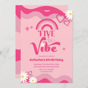 Pink Super Five est Vibe Anniversaire Invitation
