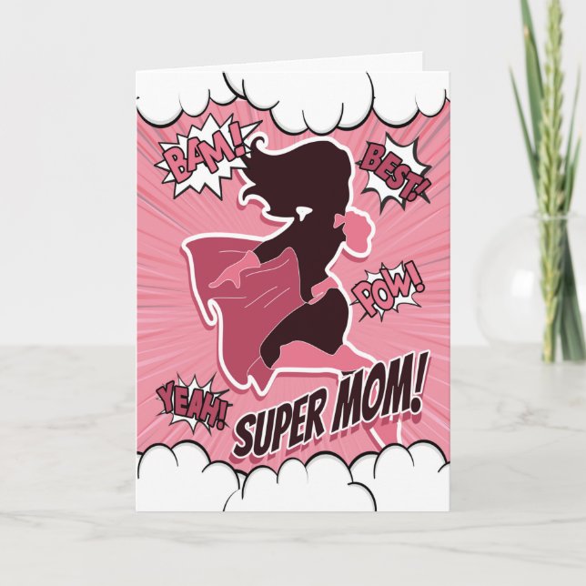 Pink Super Hero für glücklichen Muttertag Karte (Vorderseite)
