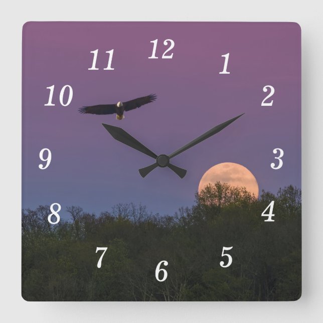 Pink Supermoon Adleruhr Quadratische Wanduhr (Vorderseite)