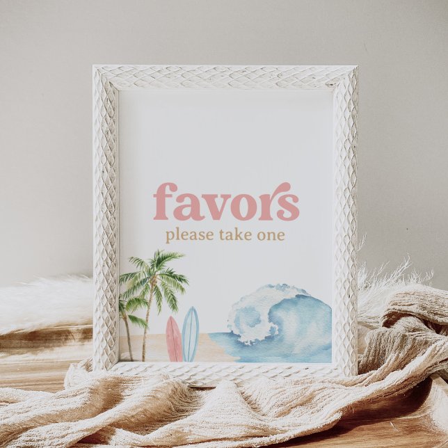 Pink Surf Beach Baby Dusche Favorit Schild (Von Creator hochgeladen)