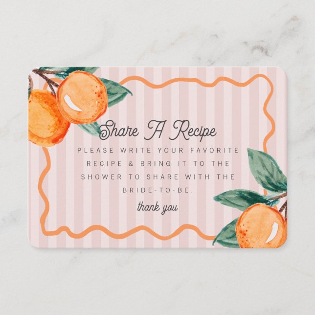Pink Süsse Pastel Citrus Bridal Gemeinsames Rezept Begleitkarte (Vorderseite)
