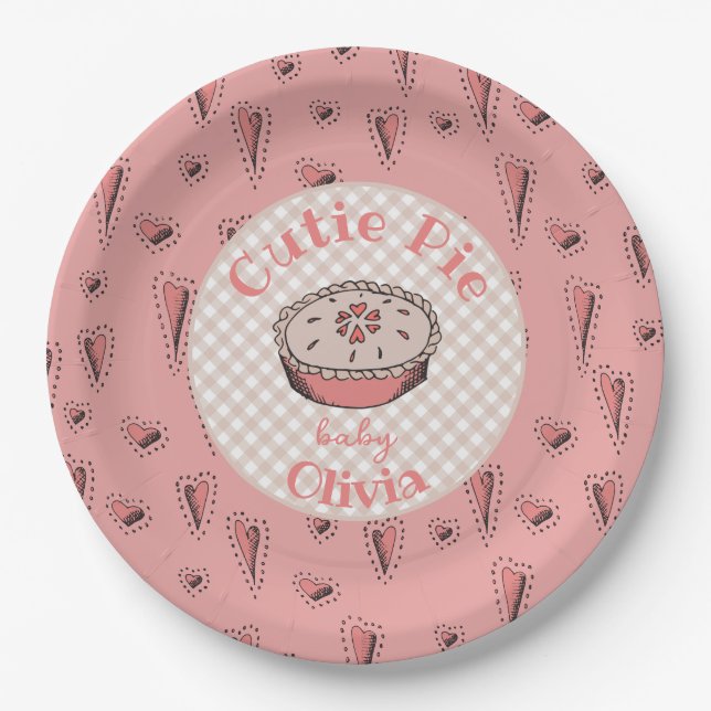 Pink Süsse Pie Autumn Baby Girl Pappteller (Vorderseite)