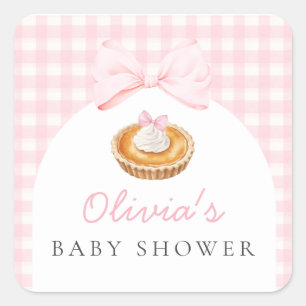 Pink Süsse Pie Babydusche Quadratischer Aufkleber