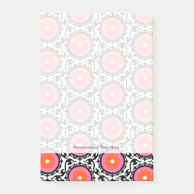 Pink Suzani Muster Post-it Klebezettel (Vorderseite)