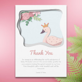 Pink Swan Baby Shower Girl Dankeskarte