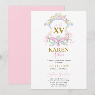 Pink Swan Wappen Quinceanera Einladung