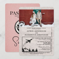 Pink Sweden Passport Hochzeitseinladung
