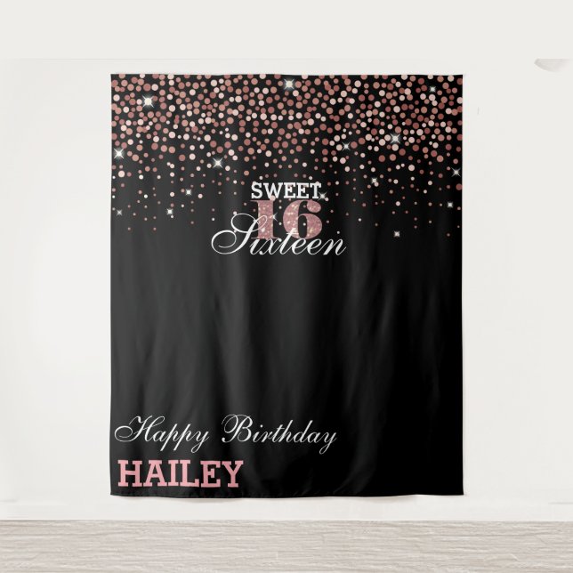 Pink Sweet 16. Foto Stand Hintergrund Wandteppich (Vorderseite)