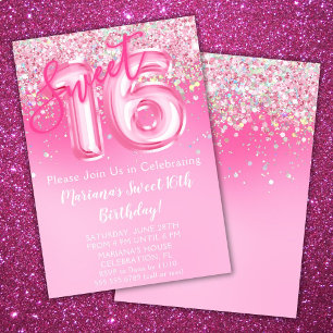 Pink Sweet 16e anniversaire Invitation Parties sci