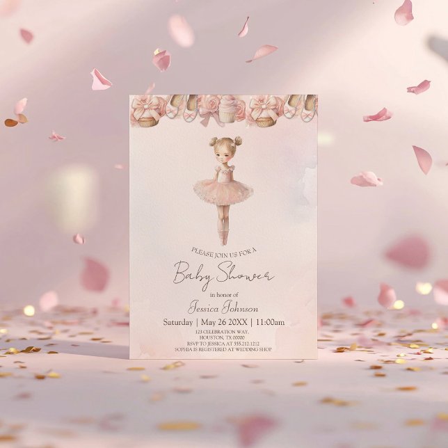Pink Sweet Ballerina Baby Dusche Einladung (Von Creator hochgeladen)