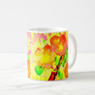 Pink Sweet Briar Flowers Leaves Branch Kaffeetasse