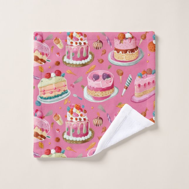 Pink Sweet Cake Muster Waschlappen (Waschlappen)