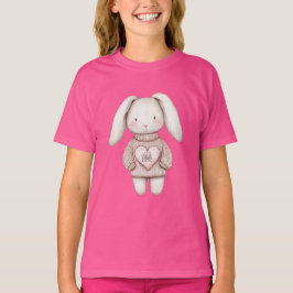 Pink Sweet Cute Bunny Pink Sweater Heart T-Shirt