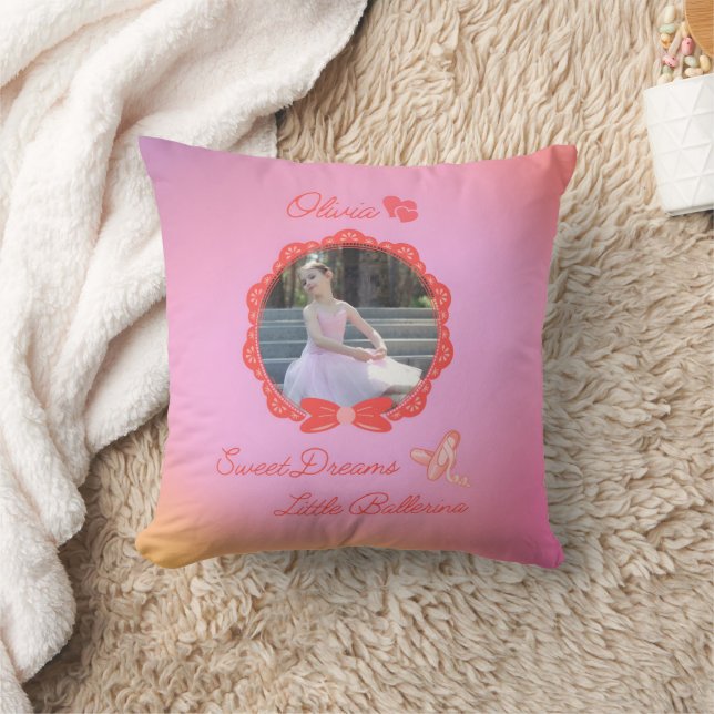 Pink "Sweet Dreams Little Ballerina" Custom Kissen (Decke)