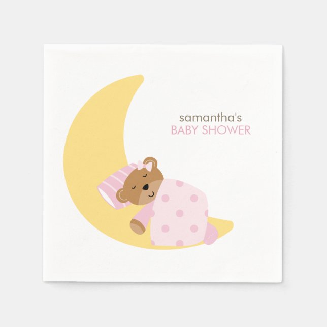 Pink Sweet Dreams Schlafen Teddy Bär Serviette (Vorderseite)