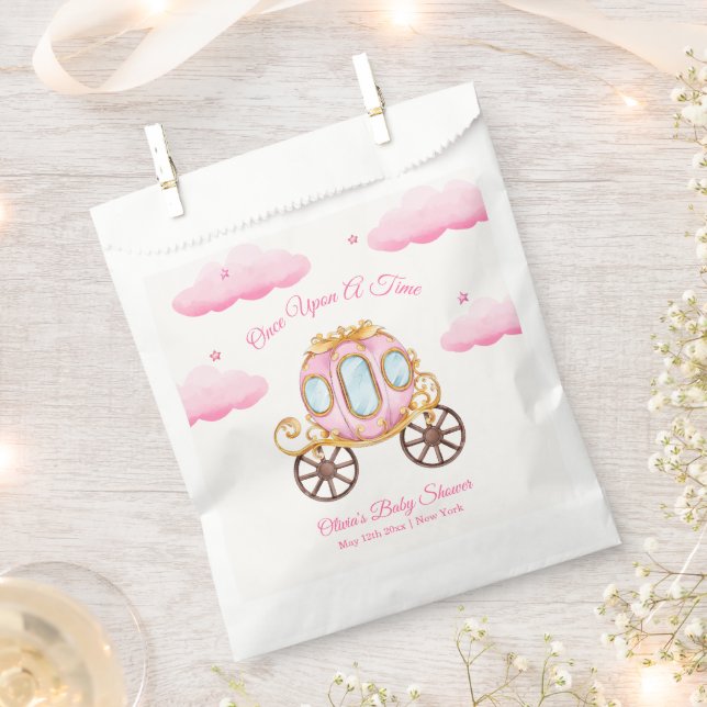 Pink Sweet Fairy Princess Carriage Baby Shower  Geschenktütchen (Ausgeschnitten)