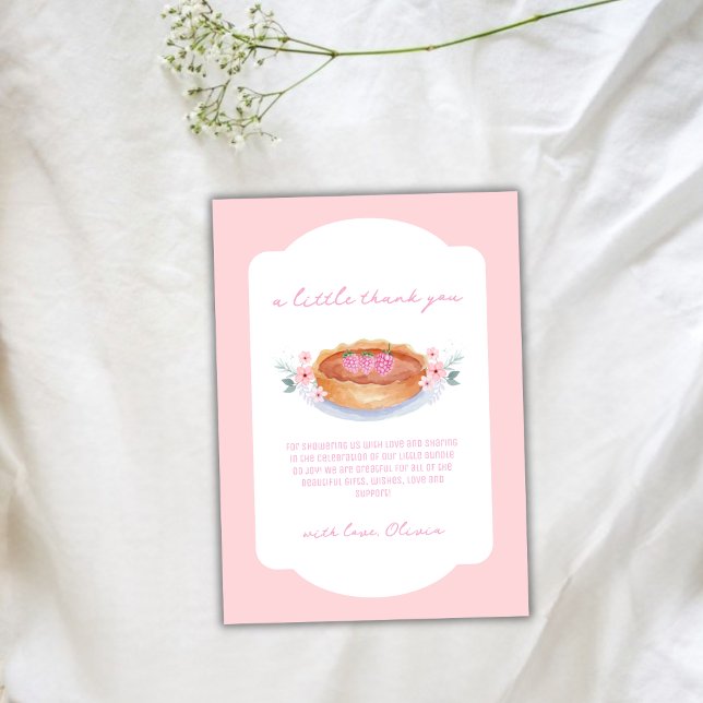 Pink Sweet Floral Süsse Pie Raspberry Baby Dusche Dankeskarte (Pink Sweet Floral Cutie Pie Raspberry Baby Shower Thank You Card)