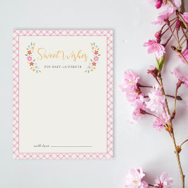 Pink Sweet Floral Wishes For Baby Shower Card Mitteilungskarte
