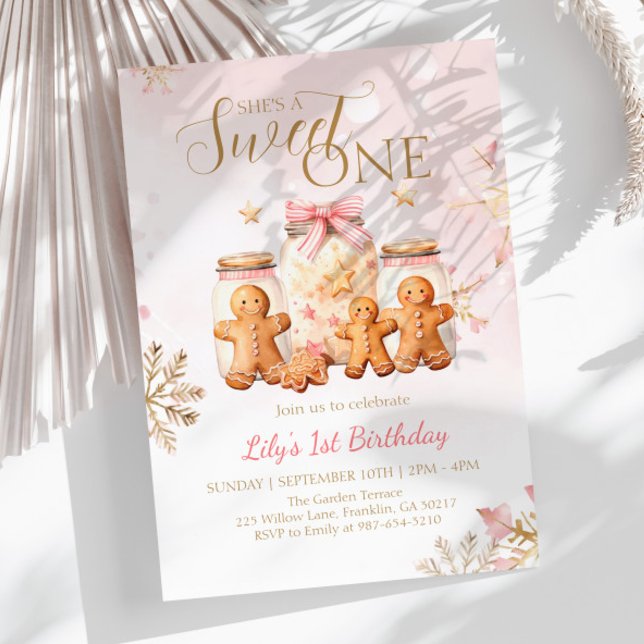 Pink Sweet Gingerbrot Weihnachtsmädchen Geburtstag Einladung (Von Creator hochgeladen)