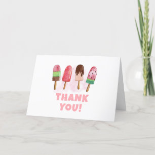 Pink Sweet Ice Cream Popcicle Girl Baby Dusche Dankeskarte