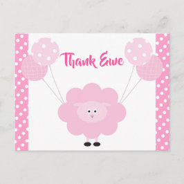 Pink Sweet Lamb Girl Babydusche Niedlich Danke Postkarte