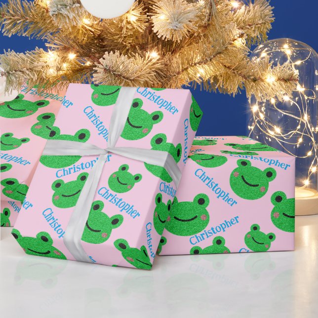 Pink Sweet Life Frog Muster Geschenkpapier (Feiertage)