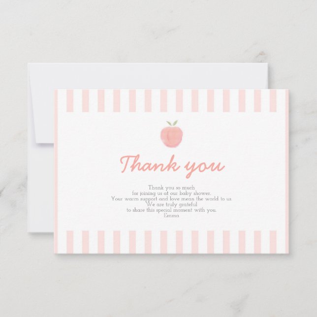 Pink Sweet Little Peach Baby Dusche Danke Karte (Vorderseite)