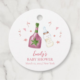 Pink Sweet Poppin Champagner Flaschen Babydusche Geschenkanhänger