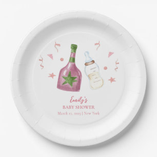 Pink Sweet Poppin Champagner Flaschen Babydusche Pappteller