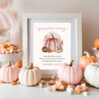 Pink Sweet Pumpkin Baby Dusche Ratet Wie viele? Poster