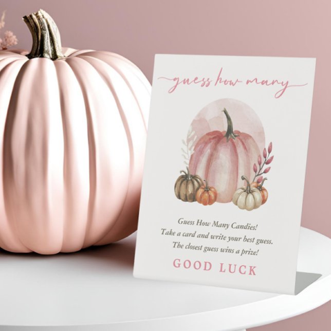 Pink Sweet Pumpkin Baby Dusche Ratet Wie viele? Sockelschild (Von Creator hochgeladen)